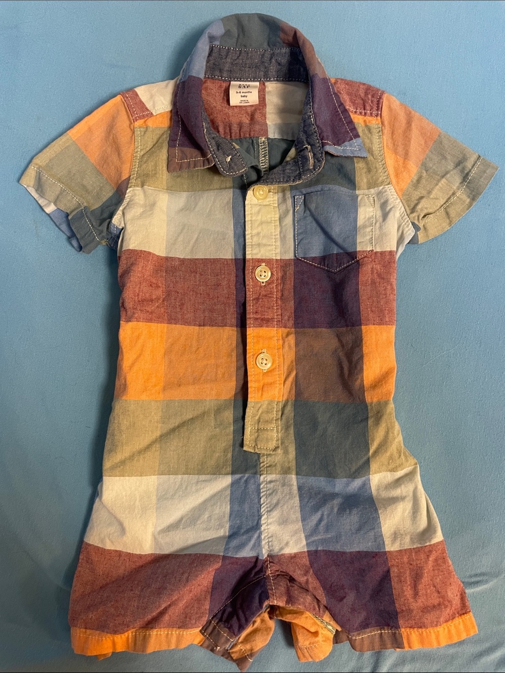 Baby Gap Multi-Color Plaid Short Romper